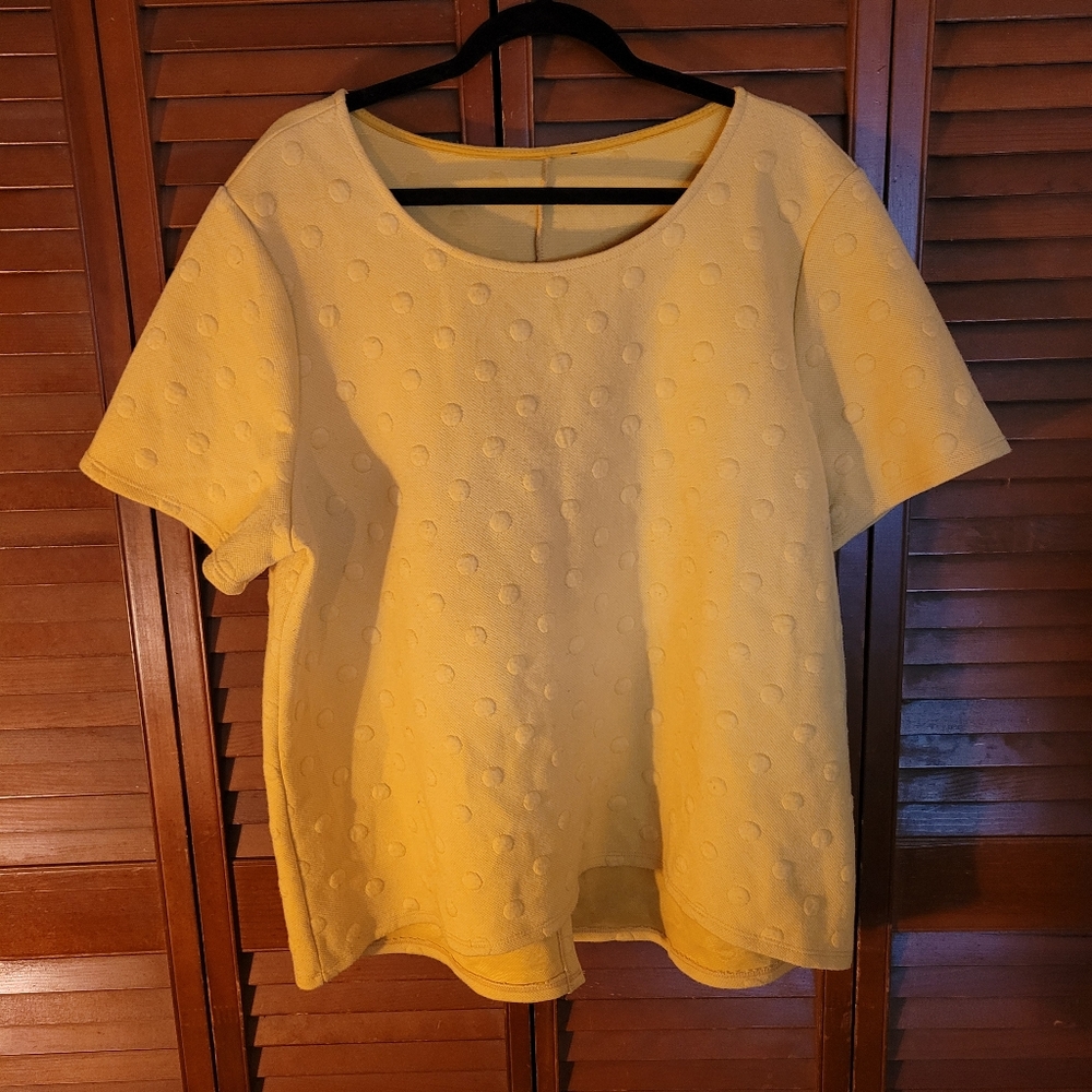 Plus size 50's style yellow polka dot shirt